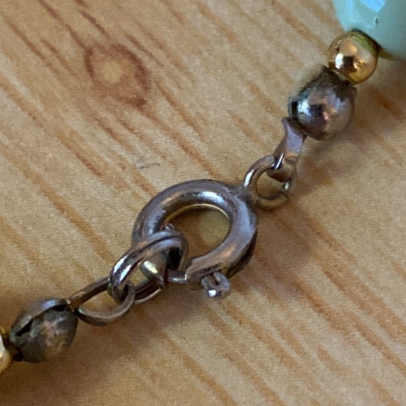 Green and Gold Tone Multilayered Beaded Necklace - Picture 5 of 5